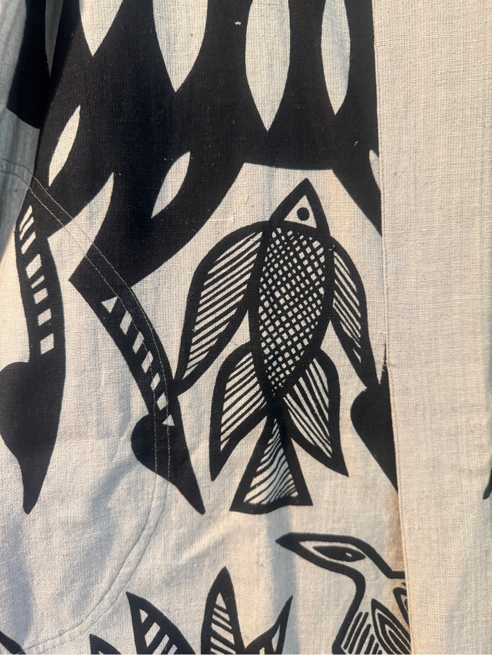 Nefertiti Collection Linen Blend Dress NWT Graphic Tribal African Art XL - Picture 6 of 13